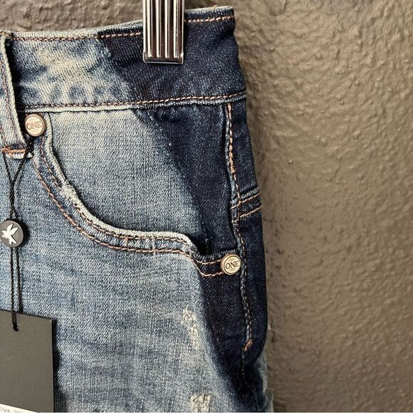 One Teaspoon 2020 Mini High Waist Denim Skirt in Superstar Blue size 22 - Picture 5 of 13